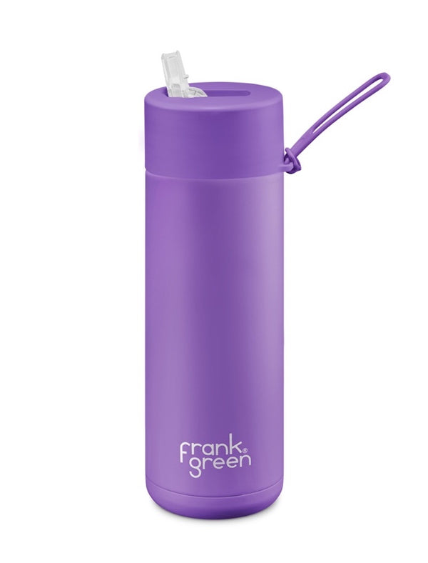 Frank Green Stainless Steel Ceramic Reusable Bottle 20oz Cosmic Purple with Straw Top