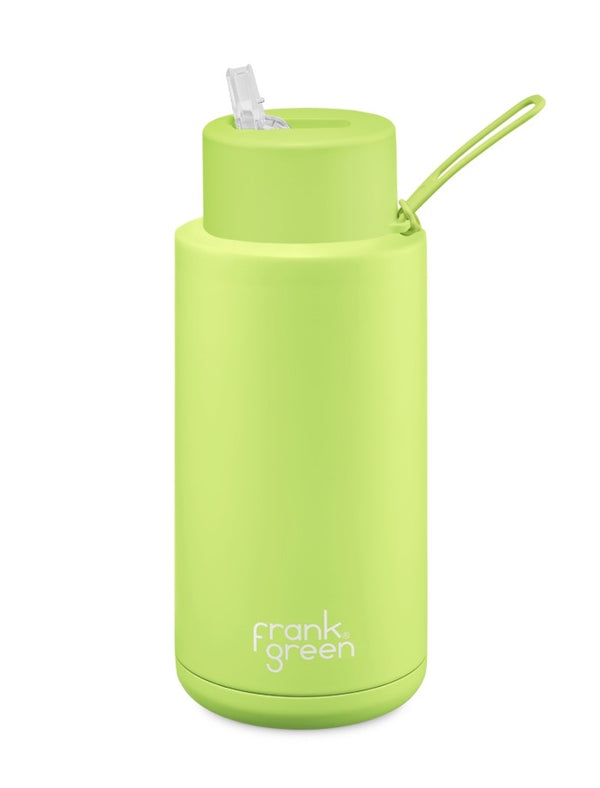 Frank Green Stainless Steel Ceramic Reusable Bottle 34oz Pistachio Green with Straw Top