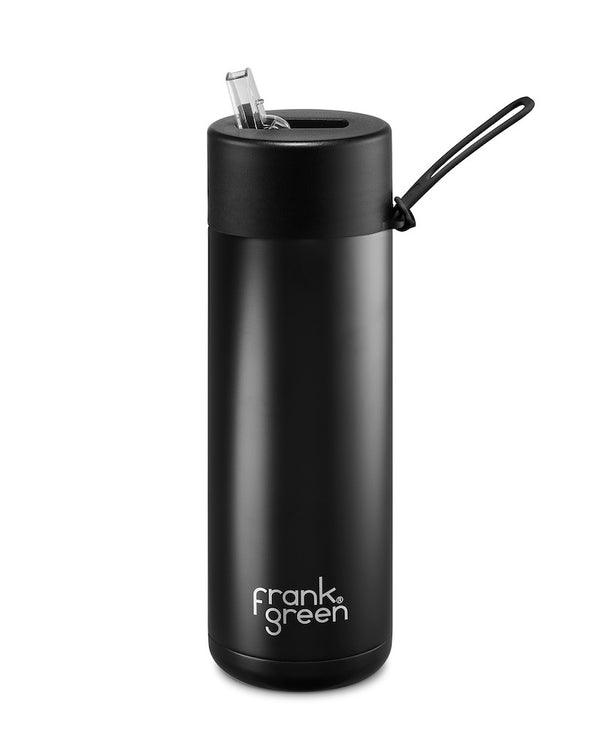 Frank Green Stainless Steel Ceramic Reusable Bottle 20oz Midnight with Straw Top