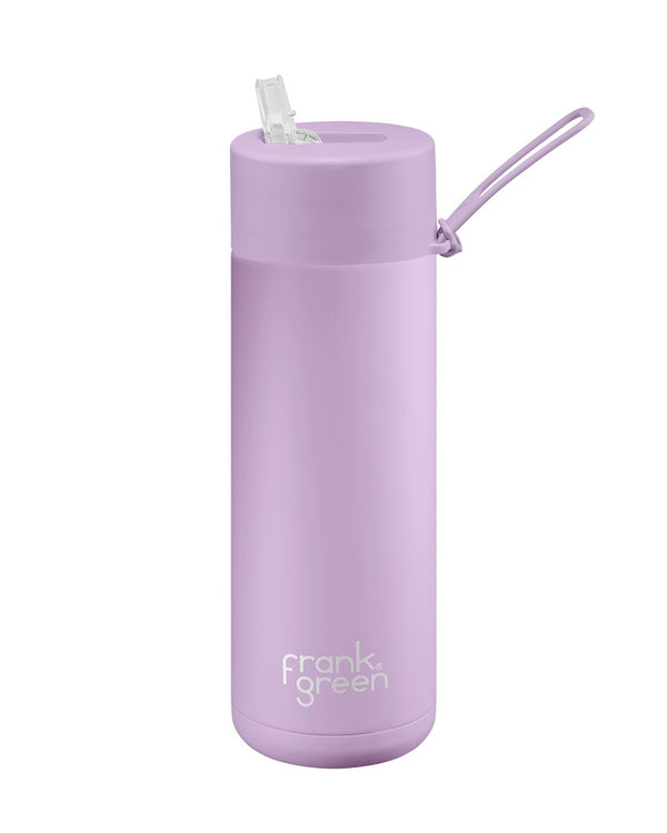 Frank Green Stainless Steel Ceramic Reusable Bottle 20oz Lilac Haze with Straw Top