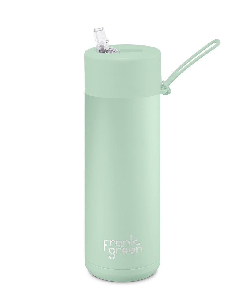 Frank Green Stainless Steel Ceramic Reusable Bottle 20oz Mint Gelato with Straw Top